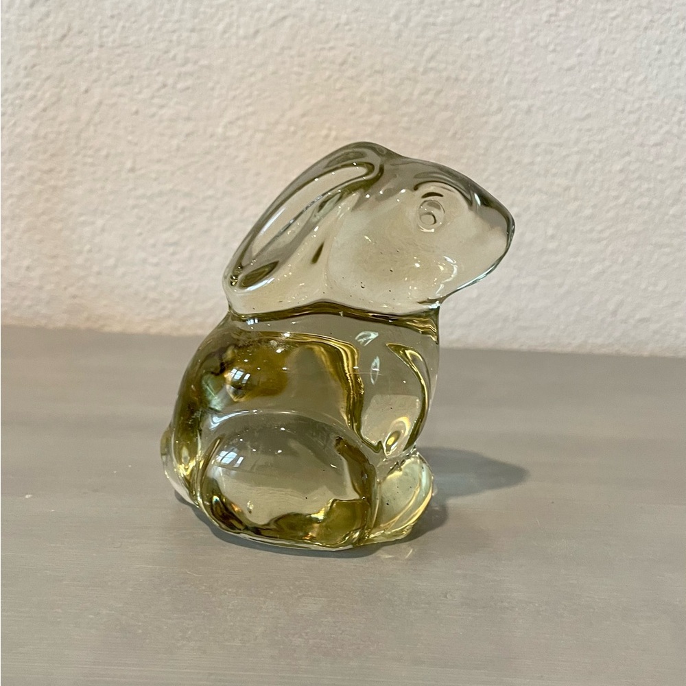 Glass Bunny Paperweight Figurine